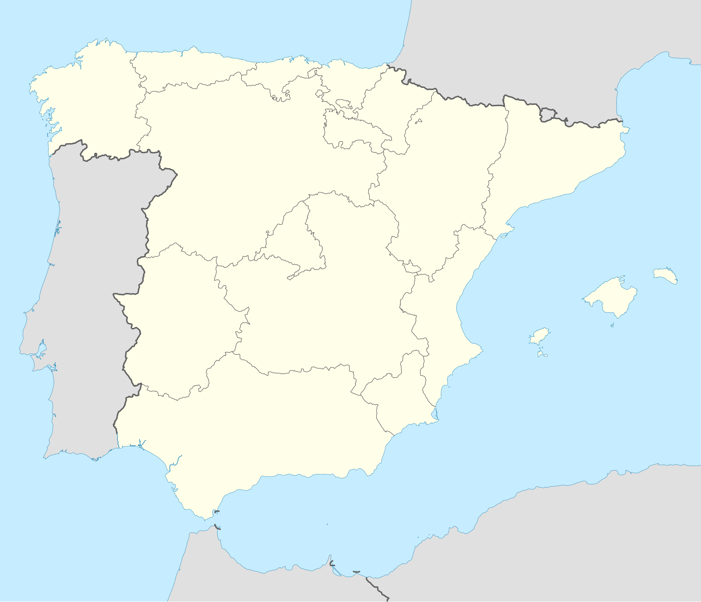Mapa de España con ubicaciones náuticas